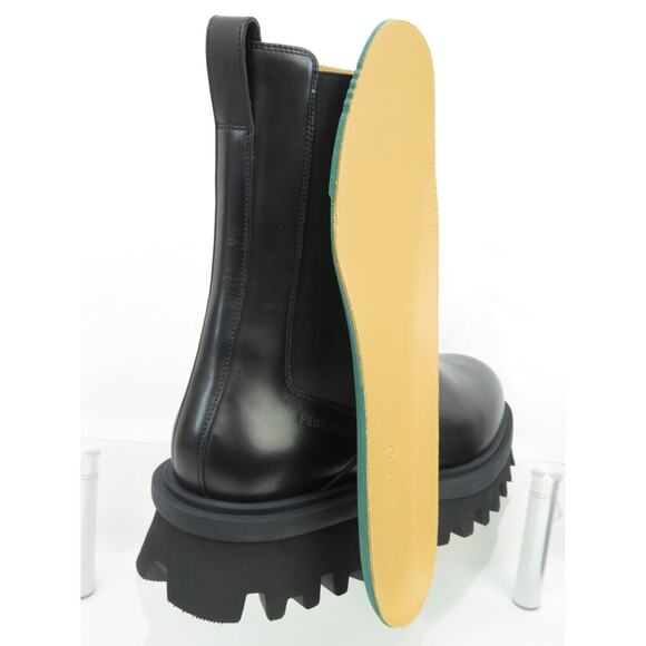 NIB FERRAGAMO FLASH BLACK LEATHER LOGO PLATFORM PULL CHELSEA ANKLE BOOTS 13 M - Picture 10 of 14